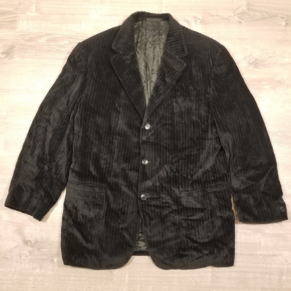 Vintage Versace V2 Neiman Marcus Mens Velvet Suede Corduroy Blazer 42R Black